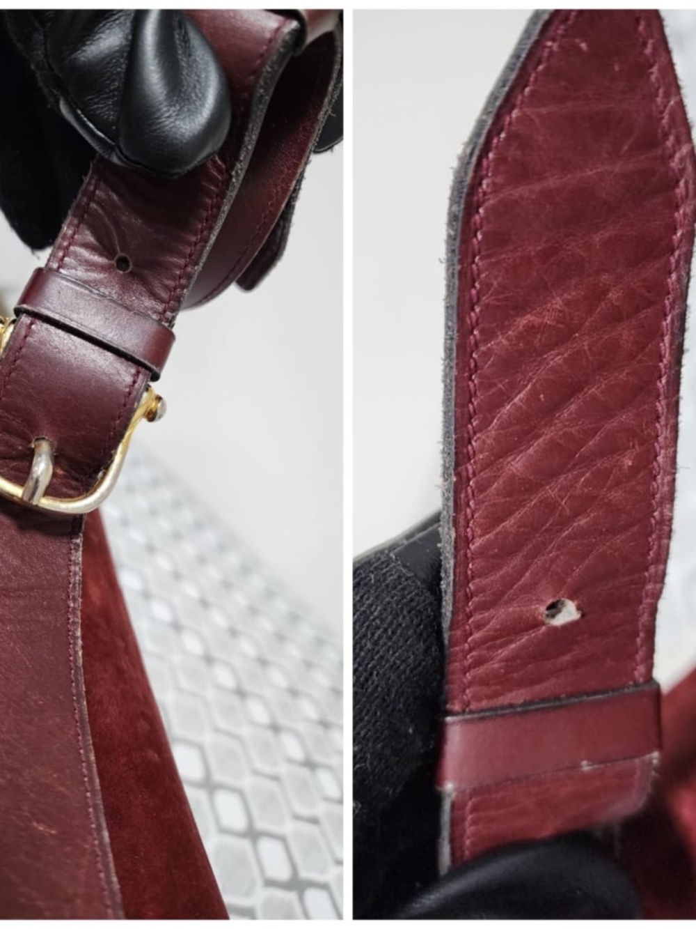 Authentic CELINE VINTAGE SULKY SUEDE CARRIAGE SHOULDER BAG BURGUNDY - Picture 8 of 15
